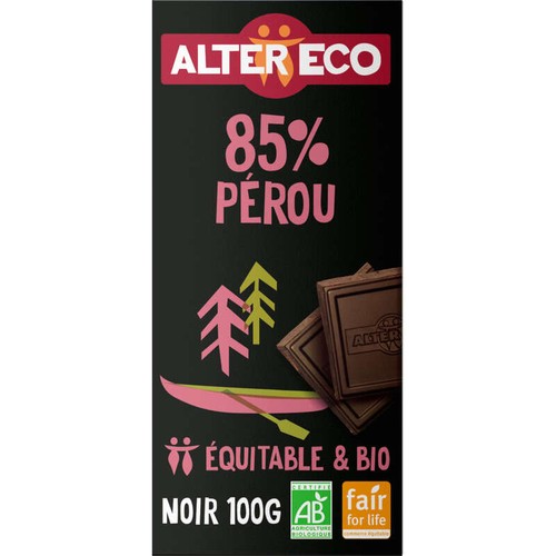 Alter Eco Tablette Chocolat Noir Pérou 85% Bio 100g
