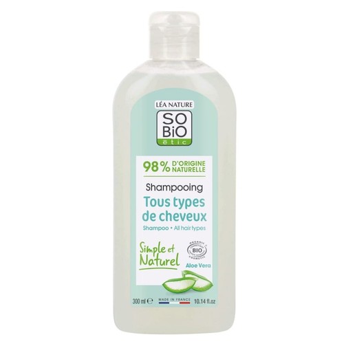 SO'BiO Shampoing Tous Types de Cheveux Aloe Vera 300ml
