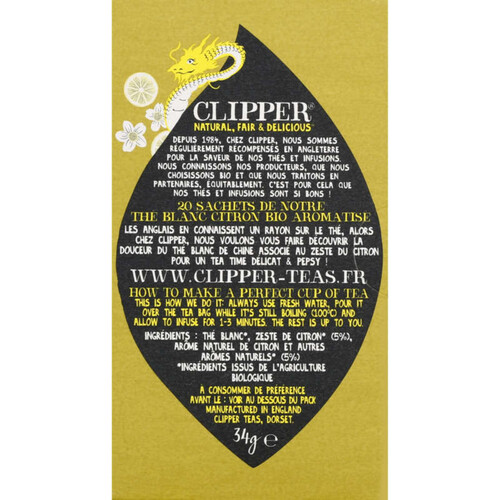 Clipper Thé Blanc Citron Bio 34g