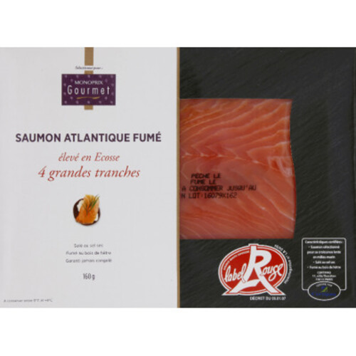 Monoprix Gourmet Saumon fumé Ecosse Label rouge 160g