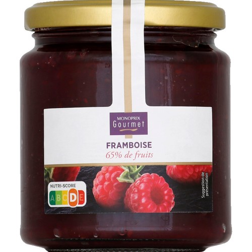 Monoprix Gourmet Confiture framboises intenses 330g