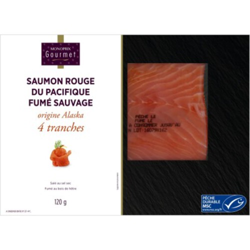 Monoprix gourmet saumon fumé sauvage 120g