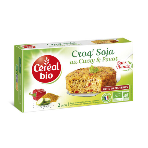Cereal Bio Croq'Soja Au Curry & Pavot, Sans Viande, Bio 2 x 200G