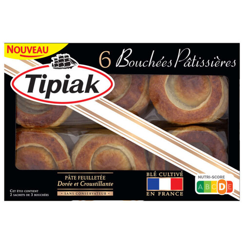Tipiak Bouchées Pâtissières Pâte feuilletée Dorée & Croustillante x6 -150g