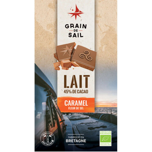 Grain de Sail Tablette de Chocolat au Lait Caramel et Fleur de Sel Bio 100g