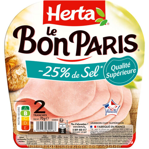 Herta Le Bon Paris -25% de sel 2 tranches 70g