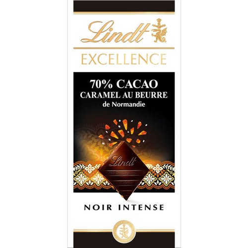 Lindt Excellence Chocolat Noir 70% Cacao Caramel au Beurre Demi-Sel 100g