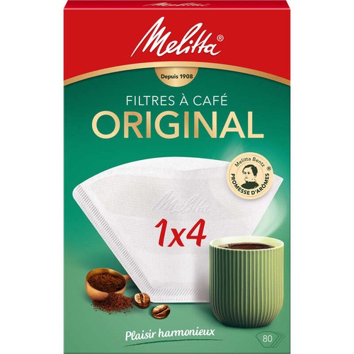 Melitta Filtre à Café 1x4 blanc x80