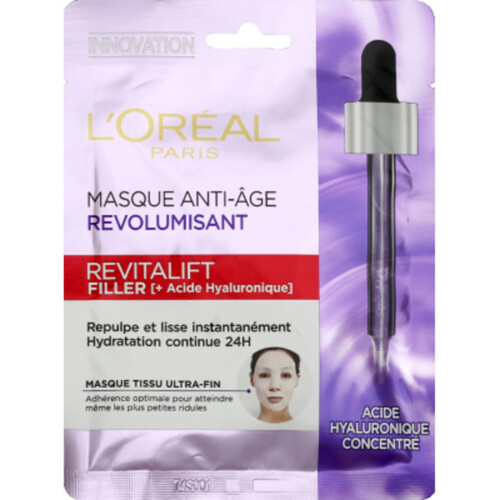 L'Oréal Paris Revitalift Filler Masque Tissu Anti-Age Revolumisant Acide Hyaluronoique 30ml