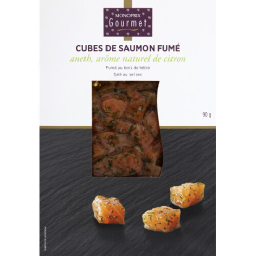 Monoprix Gourmet Cubes de Saumon Fumé Aneth Arôme naturel de citron 90g
