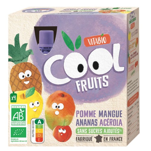 [Par Naturalia] Vitabio Cool Fruits Pomme Mangue Ananas Bio 4x90g