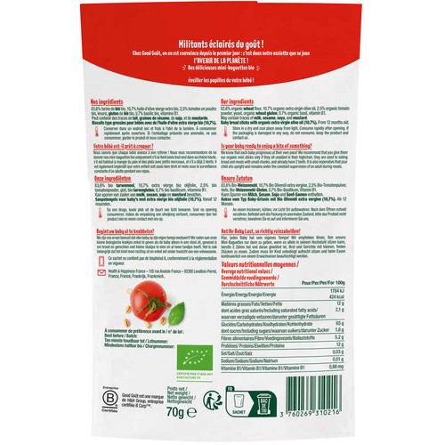 Good Goût Mini baguettes à la tomate Bio 70g