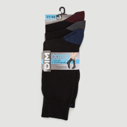 DIM Lot De 3 Paires De Chaussettes Marine T43/46