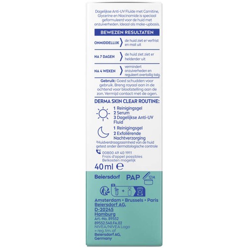 Nivea Soin Visage Fluide UV Derma Skin Clear FPS 50+ 40ml
