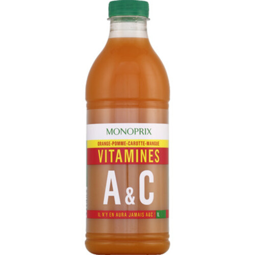 Monoprix Jus vitamines A & C orange, pomme, carotte, mangue 1L