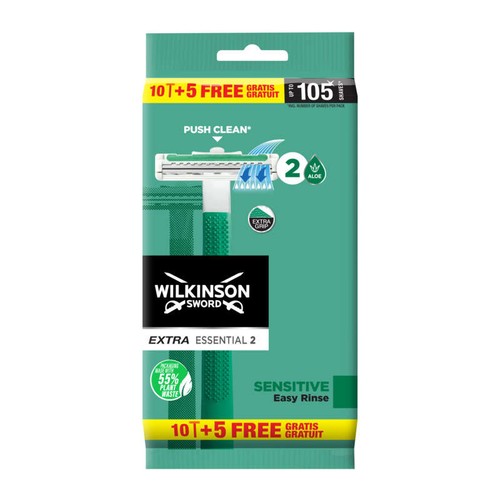 Wilkinson Extra Essential 2 Sensitive Rasoirs 10+5 Gratuit