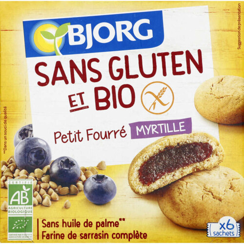 Bjorg Petit Fourré Myrtille Sans Gluten, Bio 180G