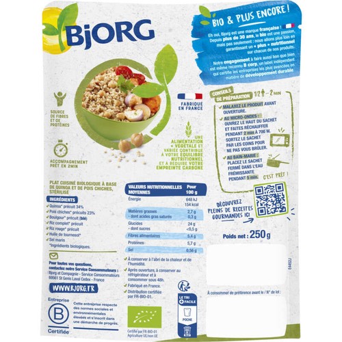 Bjorg Quinoa & pois chiches, Bio 250g