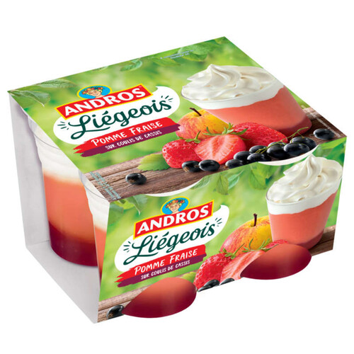 Andros liègeois pomme fraise coulis cassis 4x 100g