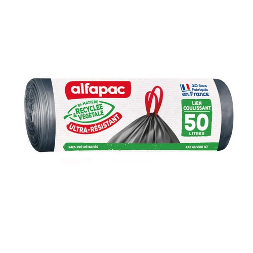Alfapac Sacs Poubelles Ultra Resistants Liens Coulissants 50L