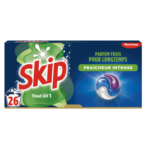 Skip Lessive Capsules 3 En 1 Fraîcheur Intense X26