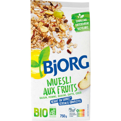 Bjorg Muesli Aux Fruits, Riche En Céréales Complètes Bio 750G