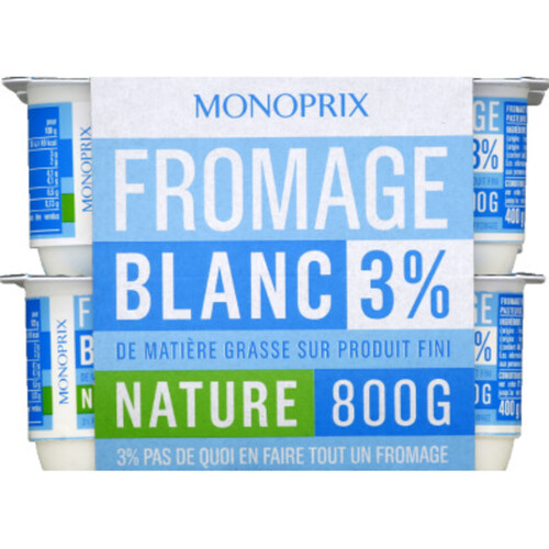 Monoprix Fromage blanc 3% nature 8x100g