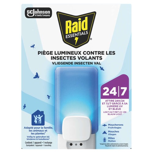Raid Essentials Diffuseur Piège Lumineux pour Insectes