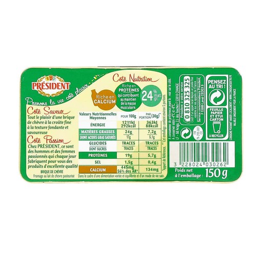 Président Brique Fondante de Chèvre 150g