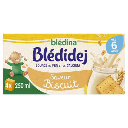 Blédina Bledidej Lait et Céréales Saveur Biscuit dès 6 Mois 4x250ml