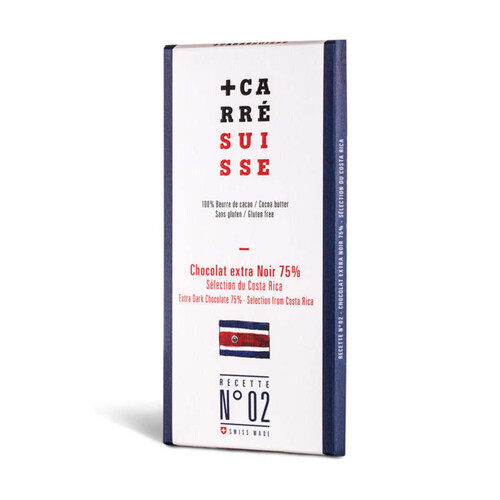 Carré Suisse Recette N°02 : Chocolat extra Noir 75% Sélection du Costa Rica 100g