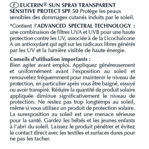 [Para] Eucerin Protection Solaire Sensitive Protect Sun Spray Transparent SPF50 200ml