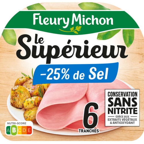 Fleury Michon  Le Supérieur Jambon -25% Sel Sans Nitrite X6