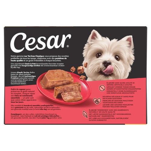 Cesar Terrines classiques pour chien adulte 4 variétés 8x150g