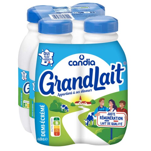 Candia Grandlait - Lait demi-écrémé - Le pack de 4x50cl