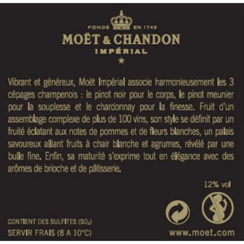 Moët & Chandon brut impérial champagne 12° etui 75cl