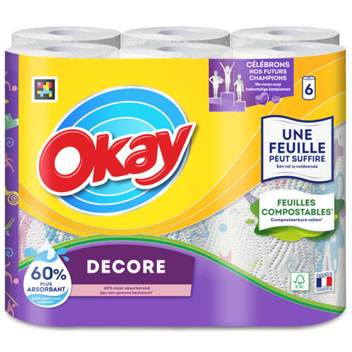 Okay Essuie-Tout Décor X6 Rouleaux