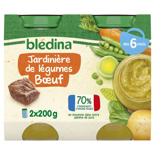 Blédina Pots Jardinière de légumes Bœuf dès 6 mois 2x200g