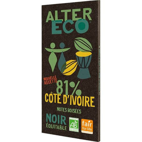 Alter Eco Chocolat Noir Côte Ivoire 81% Bio 100g