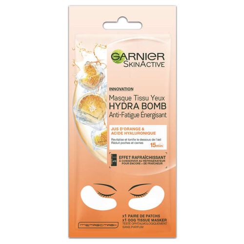 Garnier Skinactive Masque Tissu Hydrabomb Yeux Anti-Fatigue Énergisant x1