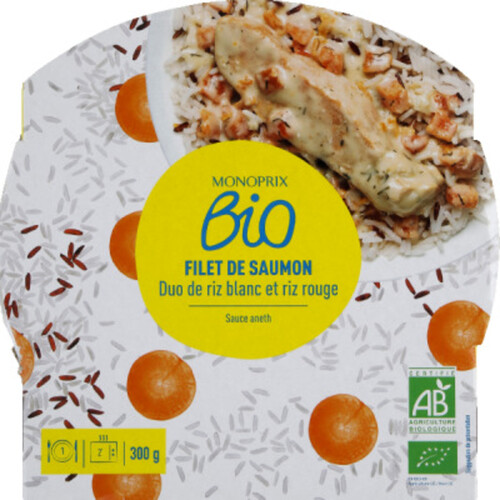 Monoprix Bio Filet de saumon sauce aneth et duo de riz 300g