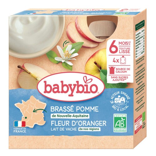 [Par Naturalia] Babybio Gourde Brassé Pomme Fleur d'Oranger 4x85g