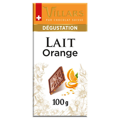 Villars Chocolat au lait suisse aux écorces d'orange confites 100g