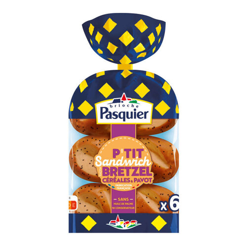 Brioche Pasquier P'Tit Sandwich Façon Bretzel Céréales et Pavot x6 270g