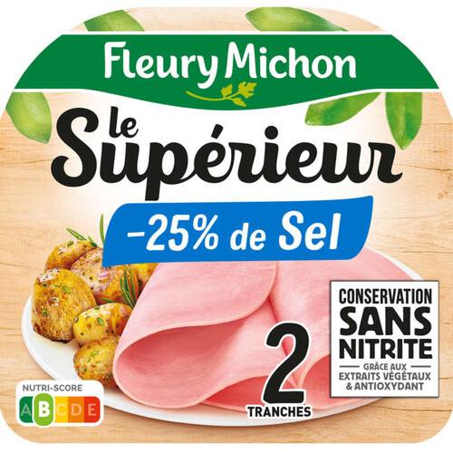 Fleury Michon Le Supérieur Jambon -25% Sel Sans Nitrite x2