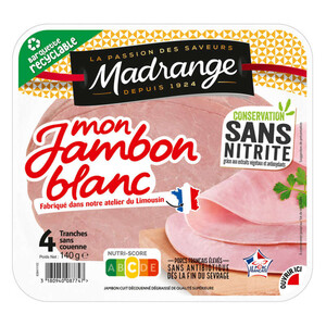 Madrange Mon Jambon blanc conservation sans nitrite x4 Tr sans couenne 140g...