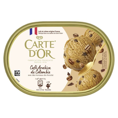 Carte d'Or Crème glacée au café d’Arabica avec morceaux de chocolats 900ml