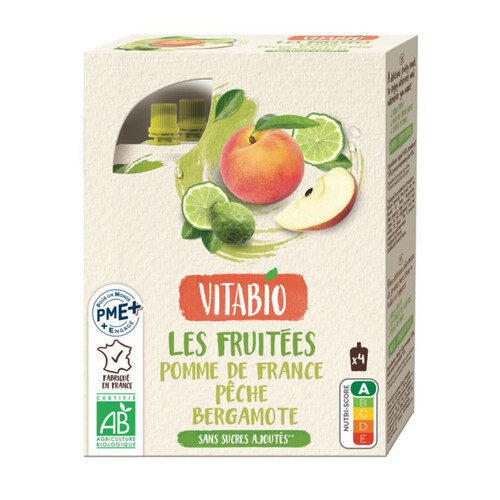 [Par Naturalia] Vitabio Compote Gourde Pomme Pêche d'Occitanie Bergamote 4x120g