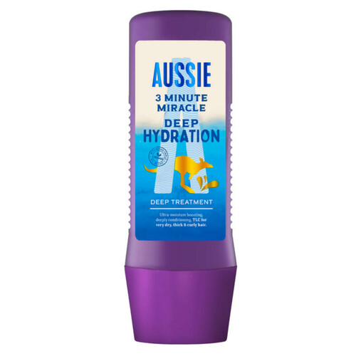 Aussie 3 minute miracle deep hydration soin intensif vegan, hydratation intense, 225ml