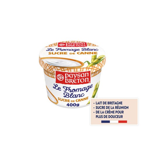 Paysan Breton Fromage Blanc Sucre de Canne  6.7% de Mg 400g